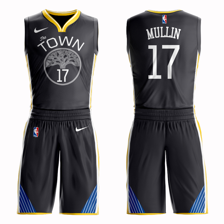 Men 2019 NBA Nike Golden State Warriors #17 Mullin black Customized jersey->customized nba jersey->Custom Jersey